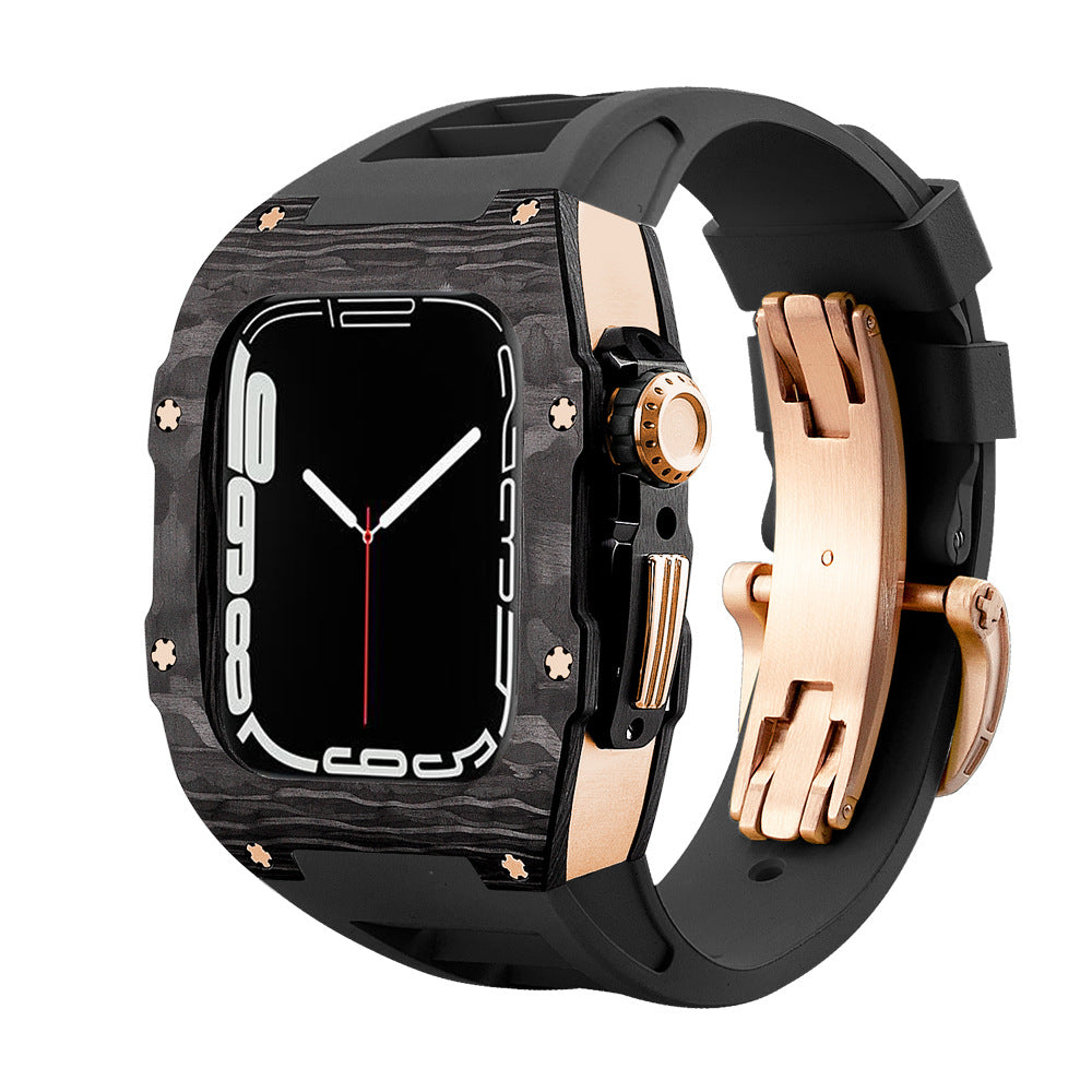 Carbon Fibre Apple Watch Strap | Fluoroelastomer Band with Stainless Steel Clasp | HOORIVA
