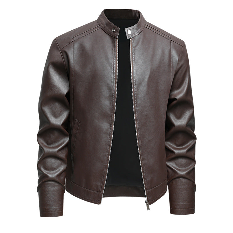 Men's PU Faux Leather Jacket | Slim Fit, Waterproof, M–8XL, Black & Coffee | HOORIVA