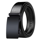 High-quality PU leather strap texture detail for men's dress belt.