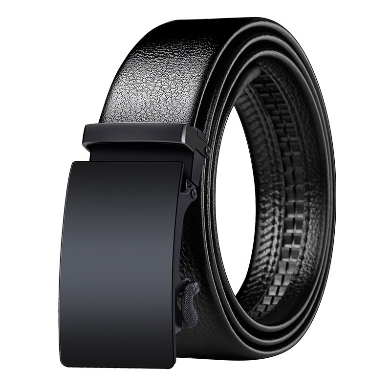 High-quality PU leather strap texture detail for men's dress belt.