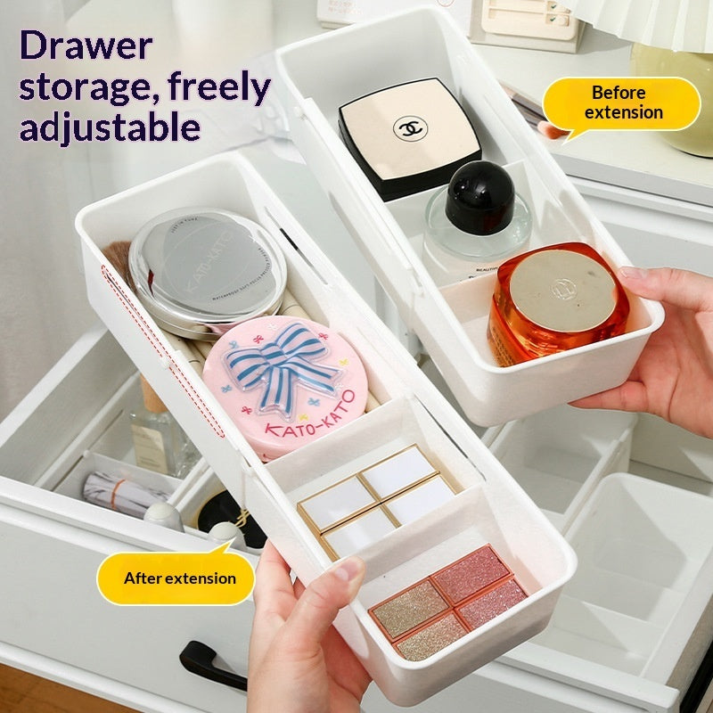 Expandable Drawer Organiser with Adjustable Dividers – Retractable Storage Box for Kitchen, Wardrobe & Office (Narrow / Wide)