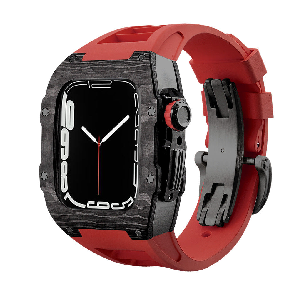 Carbon Fibre Apple Watch Strap | Fluoroelastomer Band with Stainless Steel Clasp | HOORIVA