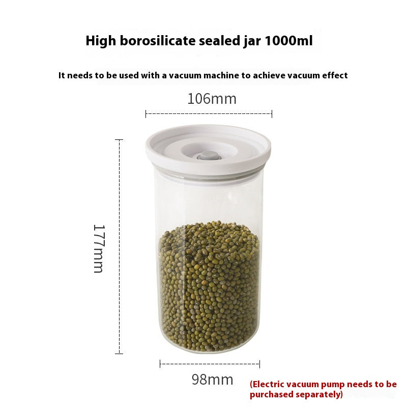 Vacuum Seal Food Storage Canister – Borosilicate Glass & PET Stackable Jars with Electric Pump (450ml–2500ml)