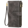 Women's Vintage Tri-Fold Long Wallet – RFID Blocking Oil Wax PU Leather Purse