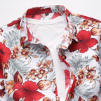 Men's Short Sleeve Colour Block Shirt | Big Size Lapel Tee