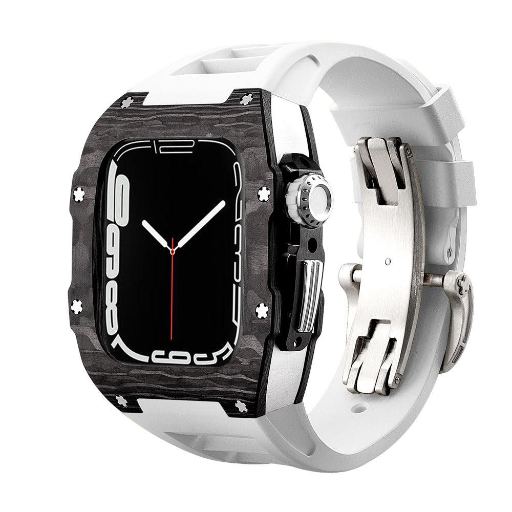 Carbon Fibre Apple Watch Strap | Fluoroelastomer Band with Stainless Steel Clasp | HOORIVA