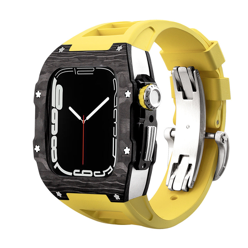 Carbon Fibre Apple Watch Strap | Fluoroelastomer Band with Stainless Steel Clasp | HOORIVA