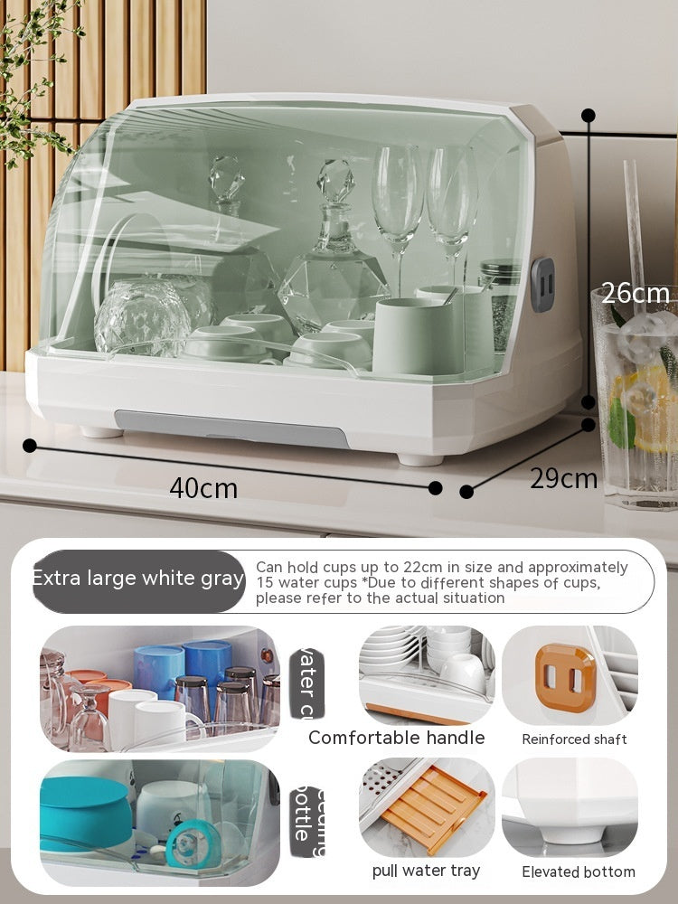 Dustproof Covered Dish & Cup Storage Rack | Kitchen Organiser with Flip Lid – Large & XL