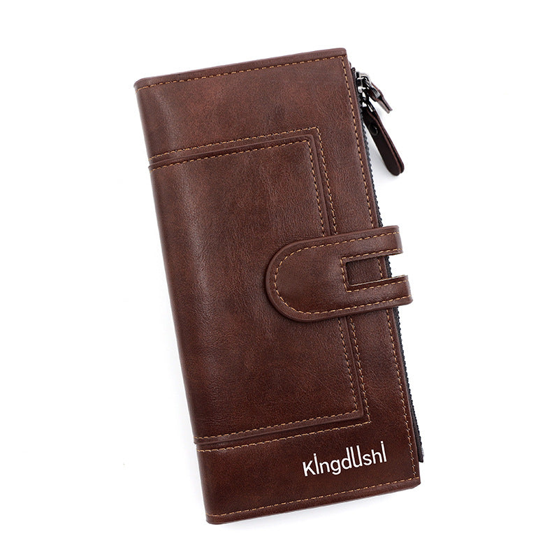 Women's PU Leather Multifunctional Wallet Purse – 9 Card Slots, Photo Window & Dual Zipper Coin Pockets