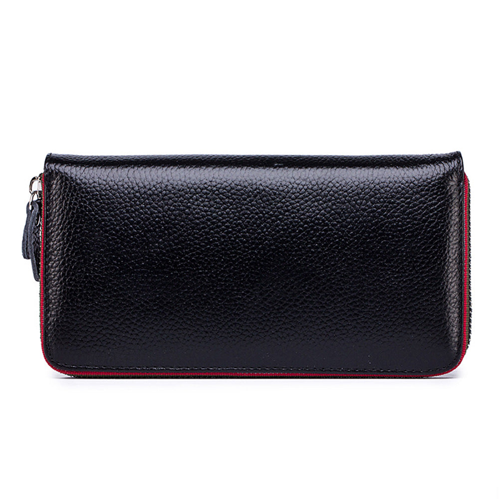 Genuine Leather Zipper Wallet – Multi-Slot Casual Purse for Men & Women