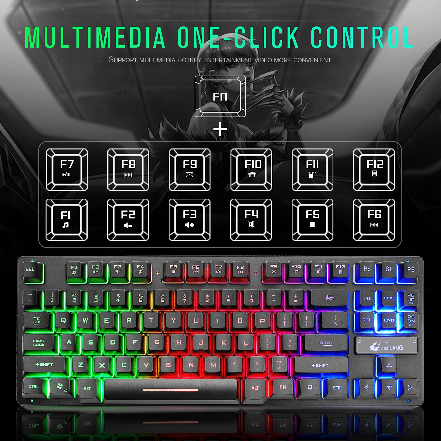 Ziyou Lang 87-Key RGB Gaming Keyboard – TKL Wired USB