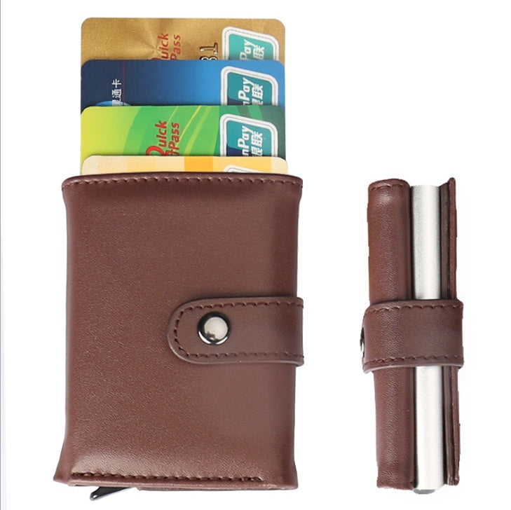 محفظة جلدية من الألومنيوم لحجب إشارات RFID – حامل بطاقات عمل نحيف للرجال