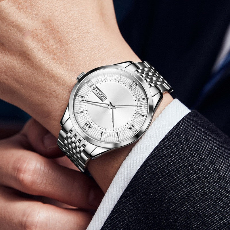 Men's OLEVS Automatic Mechanical Watch – Double Calendar | 41mm | 30m WR | Steel Strap | 3 Styles | Hooriva