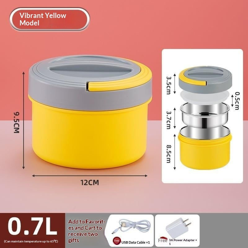 USB Electric Heated Lunch Box – Portable Constant Temperature Bento Box for Car & Travel (0.7L / 1.2L)