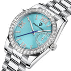 Women's Fashion Stainless Steel Watch | Slim 11mm Wristwatch in Blue, Green & White