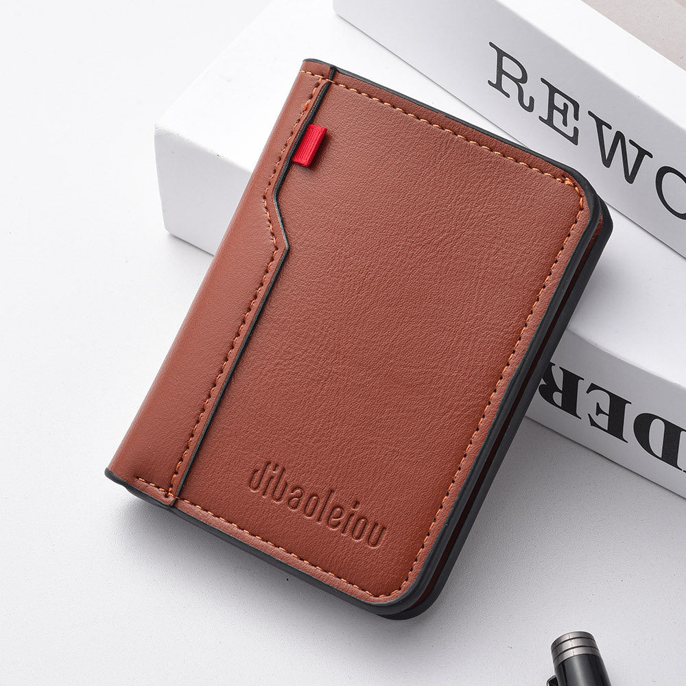 Men's PU Leather Vertical Wallet – Waterproof Ultra-Lightweight Packable Card Wallet
