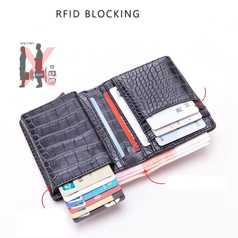 محفظة عملات معدنية مقاومة للسرقة وحاجبة لـ RFID - محفظة بطاقات وعملات معدنية من جلد البولي يوريثان المنسوج