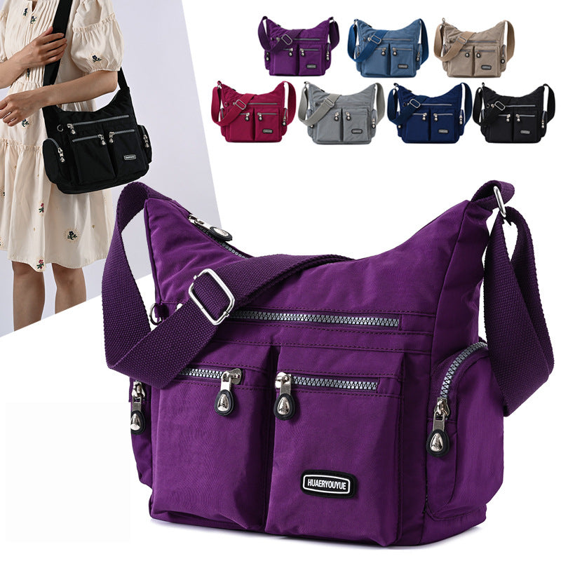Women's Waterproof Nylon Crossbody Bag – Retro Messenger Shoulder Bag with Multi-Pockets