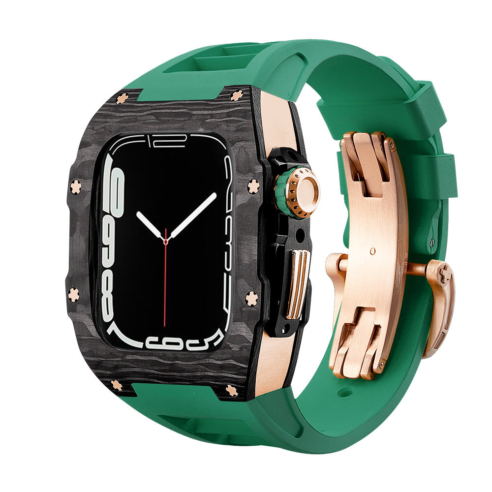 Carbon Fibre Apple Watch Strap | Fluoroelastomer Band with Stainless Steel Clasp | HOORIVA