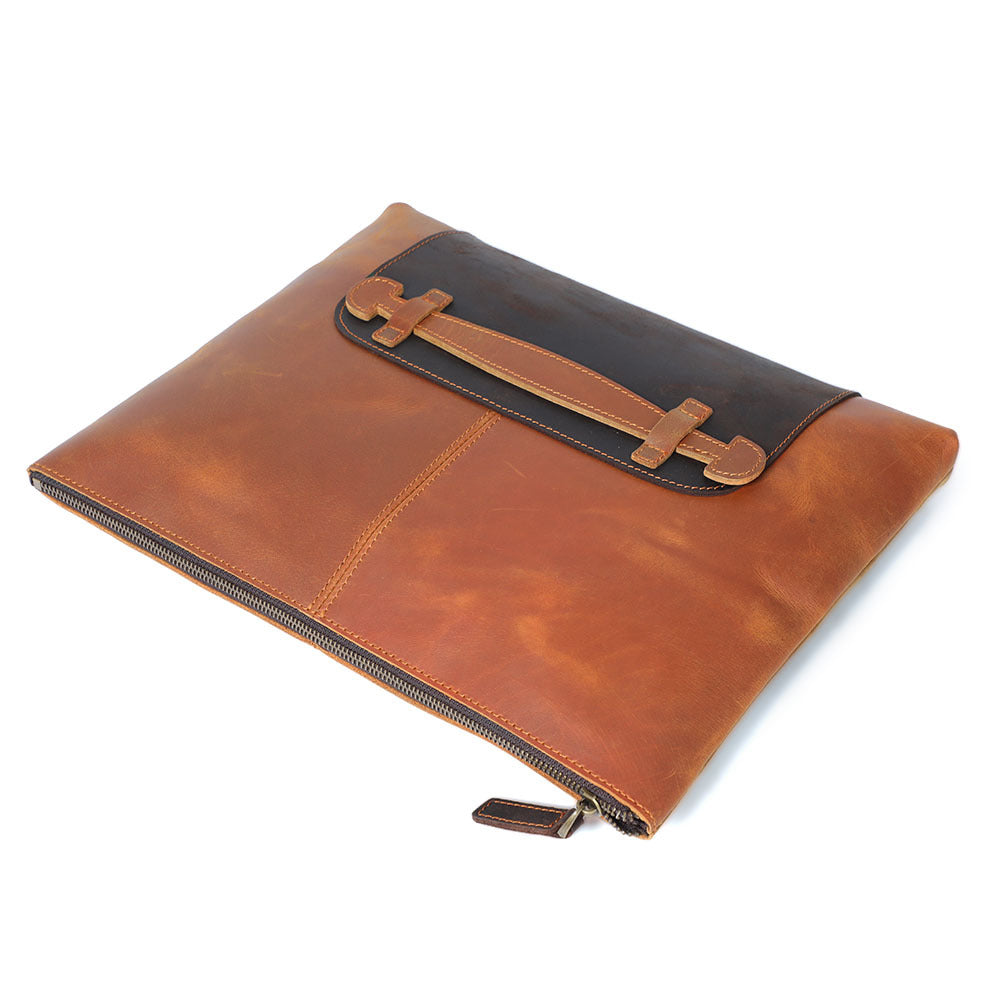 Simple Retro First Layer Cowhide Large Capacity Men's Clutch