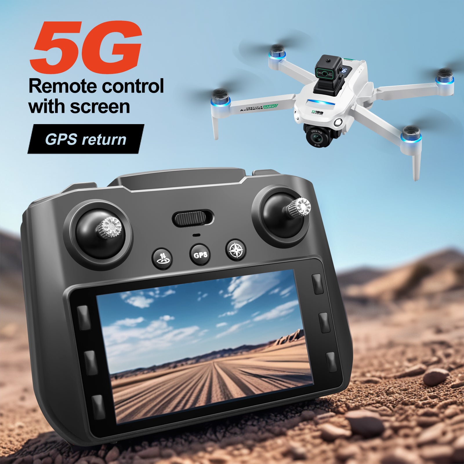 S159 GPS Drone with 8K Camera – 5G WiFi FPV Aerial Photography, Screen Remote