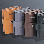 Baellerry Men's PU Leather Magnetic Buckle Money Clip Wallet – Card Slots, Photo & Cheque Slot