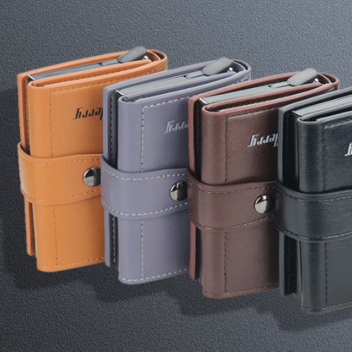 Baellerry Men's PU Leather Magnetic Buckle Money Clip Wallet – Card Slots, Photo & Cheque Slot