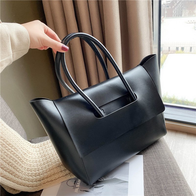 Women's Retro PU Leather Tote Bag – Large Capacity Shoulder Handbag