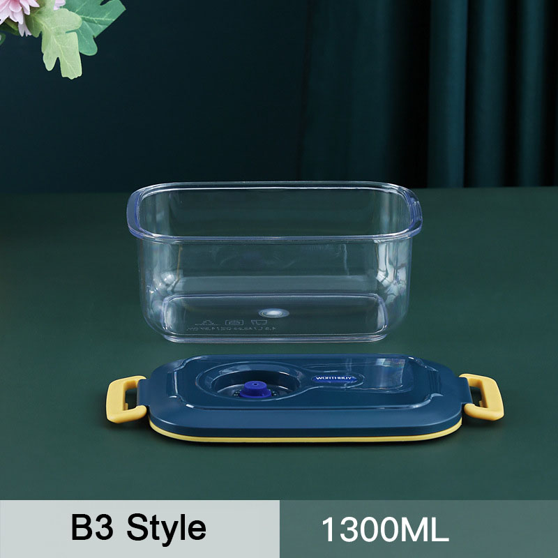 Electric Vacuum Seal Lunch Box with Divided Compartments – Clear Airtight Bento Box with Pump (1000ml / 1300ml)