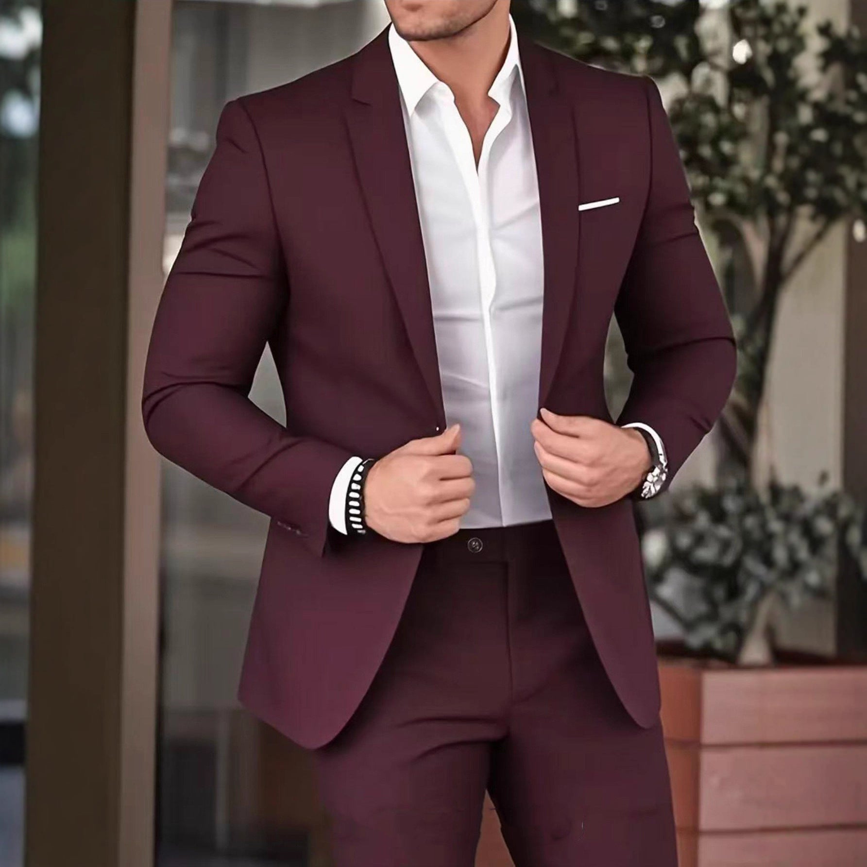 Men’s Slim-Fit Formal Suit Set – Jacket & Trousers | Banquet, Wedding & Business | S–5XL