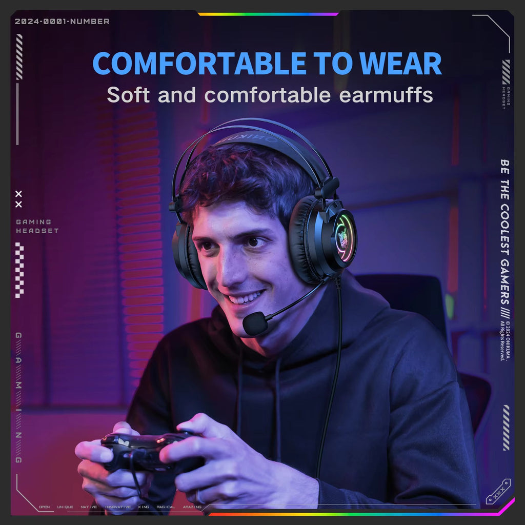 Gaming Headphones with Surround Sound & Mic – USB & Type-C Eagle Eye Design