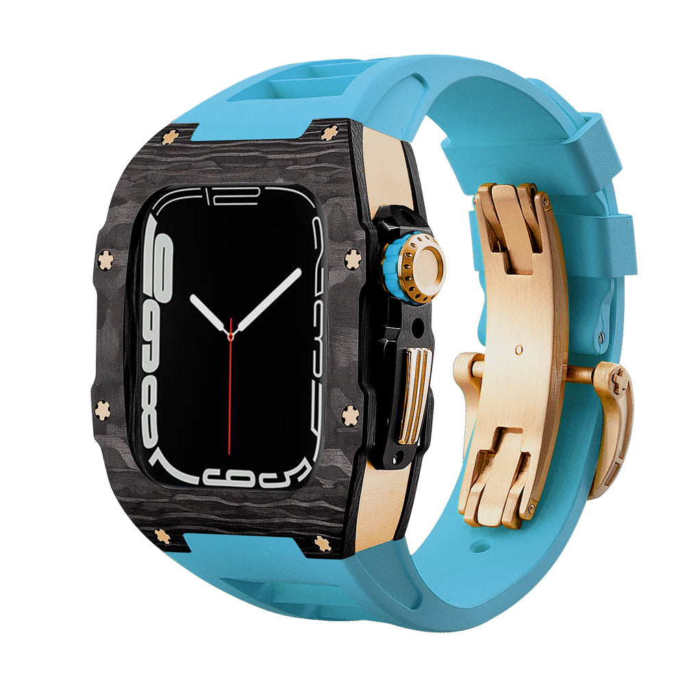 Carbon Fibre Apple Watch Strap | Fluoroelastomer Band with Stainless Steel Clasp | HOORIVA