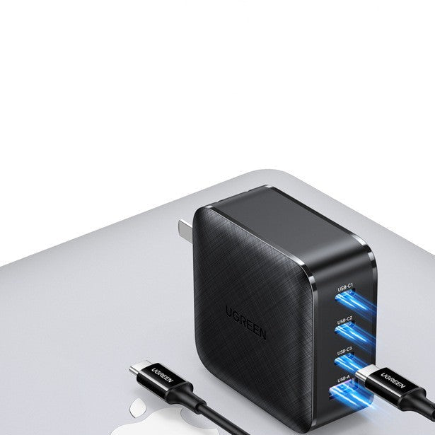 65W GaN 4-Port Charger – USB-C PD Fast Charging for Laptops, Phones & Tablets | Foldable Plug