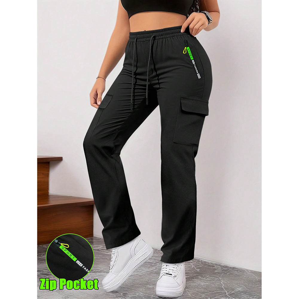 Women's Casual Wide-Leg Cargo Pants – Retro Large Pocket Trousers for Everyday & Outdoor Wear