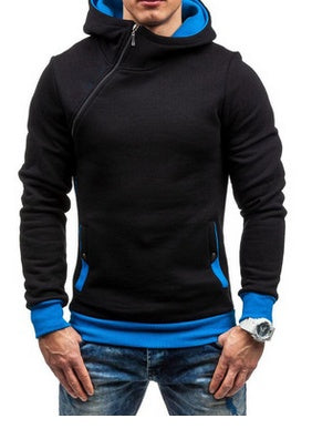 Men's Oblique Zipper Hoodie Sweatshirt | Polyester Tracksuit Top M–XXL | HOORIVA
