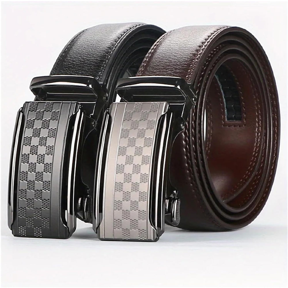 Men's Full Grain Leather Belt – Anti-Scratch Ratchet Buckle | Black & Brown | 110–130cm | Formal & Casual | Hooriva