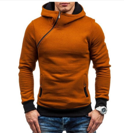 سويت شيرت رجالي بغطاء للرأس بسحاب مائل | بلوزة تريننغ من البوليستر مقاس M–XXL | HOORIVA