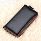 Genuine Leather Zipper Wallet – Multi-Slot Casual Purse for Men & Women