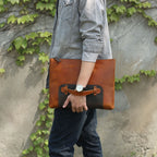 Simple Retro First Layer Cowhide Large Capacity Men's Clutch