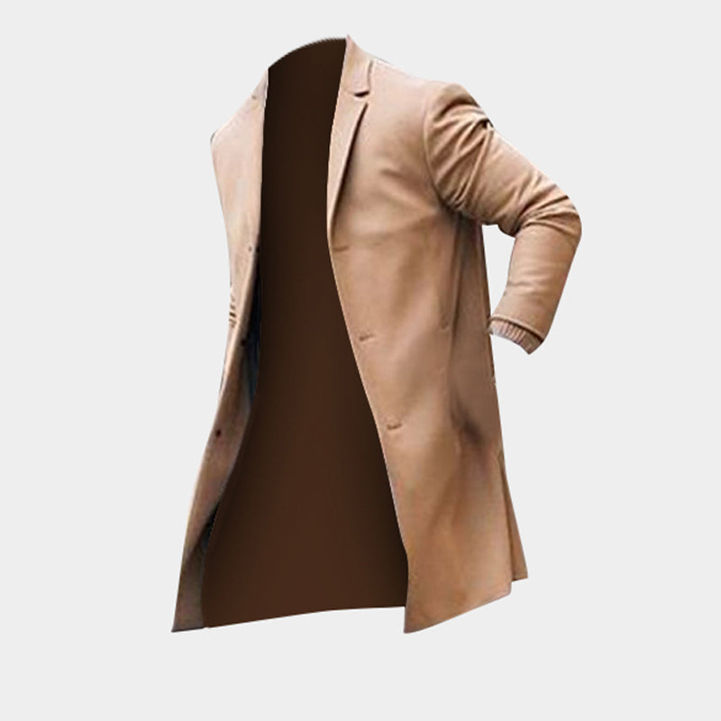 معطف واقٍ من المطر رجالي بقصة ضيقة – معطف شتوي طويل | أسود، كاكي وكحلي | S–3XL