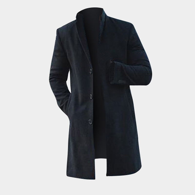 معطف واقٍ من المطر رجالي بقصة ضيقة – معطف شتوي طويل | أسود، كاكي وكحلي | S–3XL