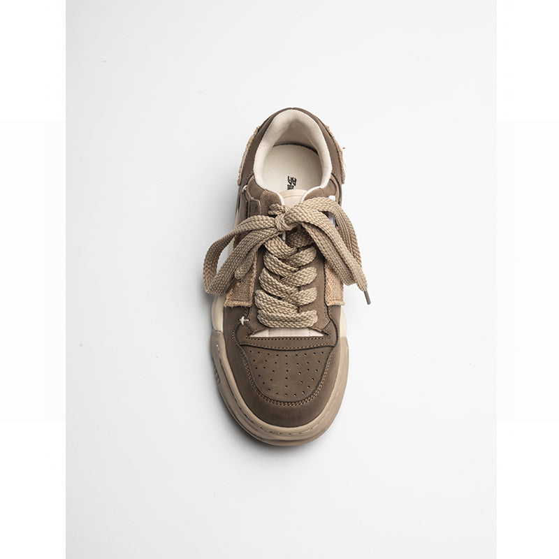 Men's Casual Versatile Patch Leather Vintage Shoes – Wear-Resistant | Black & Khaki | EU 36–44 | Hooriva