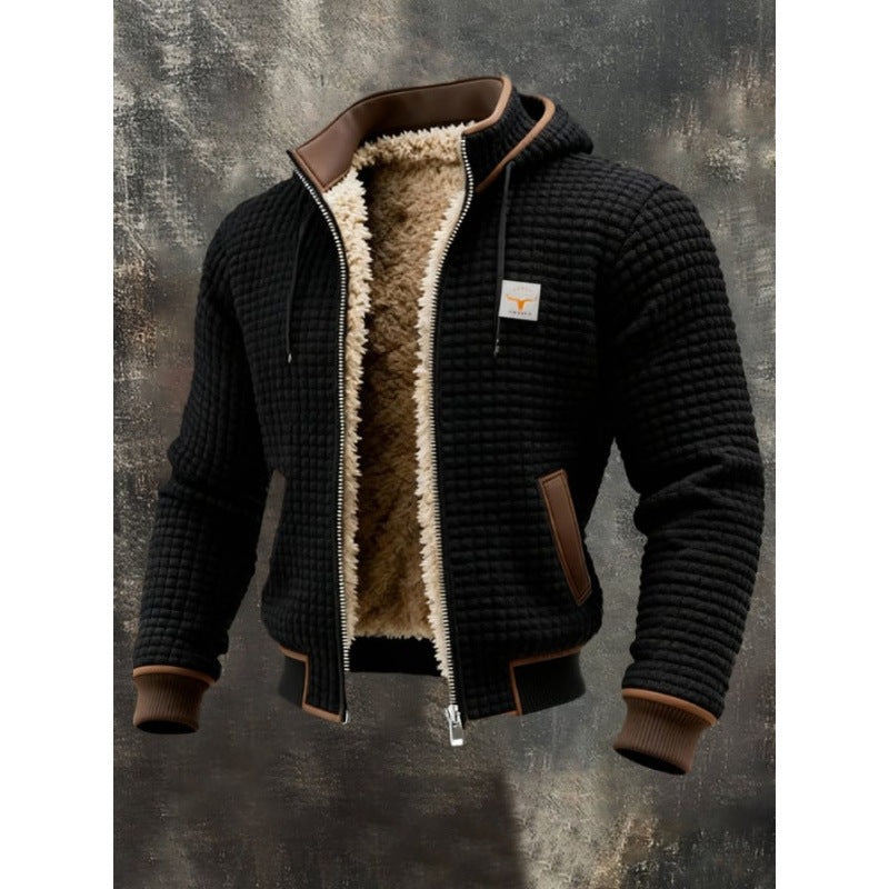 Men's Fleece-Lined Thick Hooded Jacket – Air Layer Polyester | Loose Fit | 8 Colours | S–5XL | Hooriva