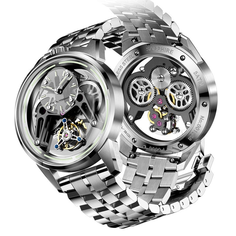 IK6806 Armor Tourbillon Mechanical Watch for Men | Black & Silver Case