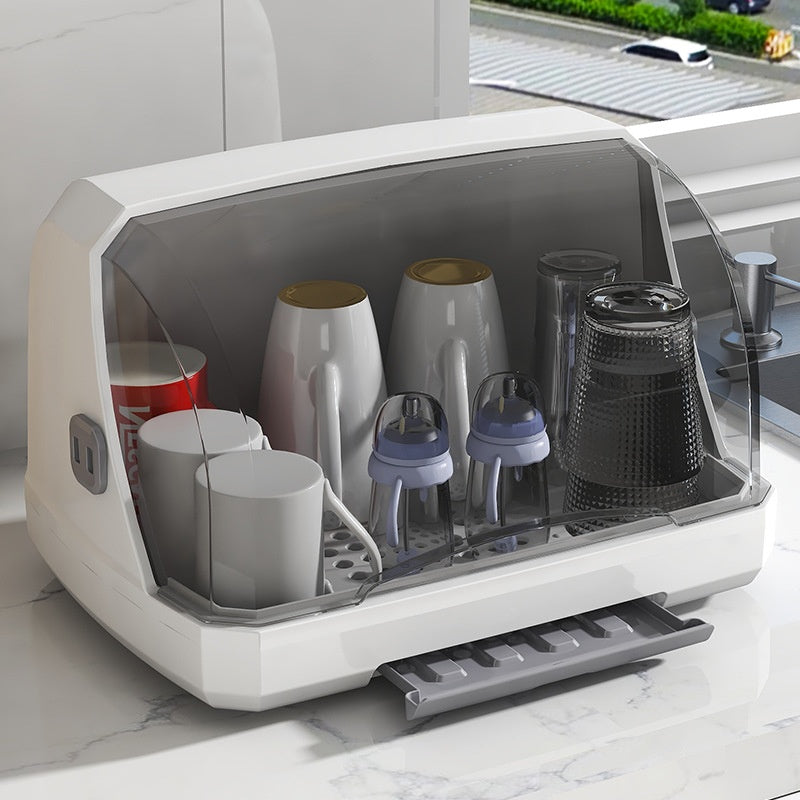 Dustproof Covered Dish & Cup Storage Rack | Kitchen Organiser with Flip Lid – Large & XL