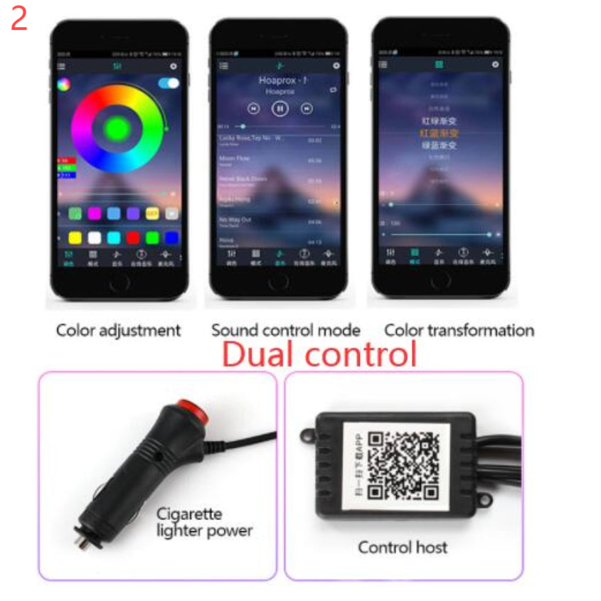 طقم إضاءة داخلية من الألياف الضوئية للسيارة | تطبيق RGB ومزامنة الموسيقى شرائط LED داخلية | HOORIVA