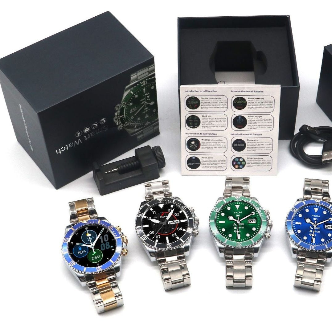 Stainless Steel Smartwatch | 1.28" TFT Swimming Waterproof, Heart Rate & Sleep Monitor