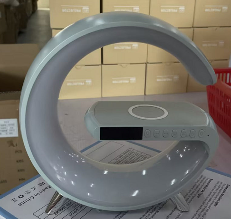 Smart LED Atmosphere Lamp – 15W Wireless Charger, Bluetooth Speaker & App Control Bedside Light