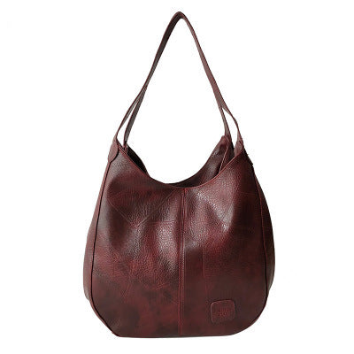 Women's PU Leather Casual Tote Shoulder Bag – Soft Zipper Handbag with Interior Pockets