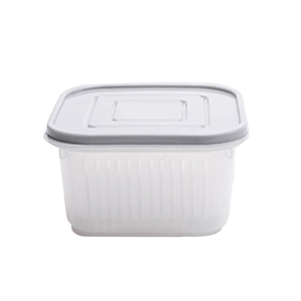 Square Fresh-Keeping Container with Built-In Drainer Basket – PP Fridge Storage Box for Herbs, Garlic & Vegetables